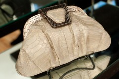 Be & D Capri Clutch in Pearl Python/Light Pewter Python - $995