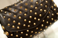 Be & D Garbo Shoulder Portfolio in Black Lambskin/Gold - $995