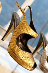 Be & D Merritt Slingback in Gold Python - $780