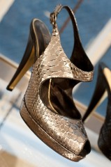 Be & D Merritt Slingback in Silver Python - $780