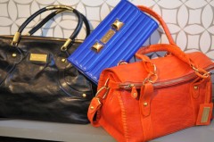 Black Taylor Bag, Blue Niki Clutch, Orange Mimi Bag