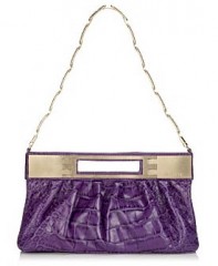 Versace Croc-Stamped Clutch in purple