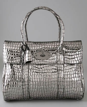 Mulberry Metallic Croc Print Bayswater