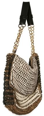 De Couture Woven Chain and Suede Shoulder Bag