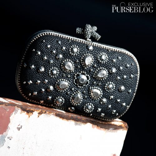 Bottega Veneta Nero Galuchat Knot Clutch