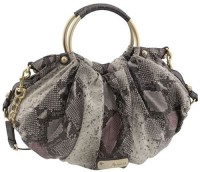 Marciano Faux Snakeskin Suede and Croc Trim Handled Tote