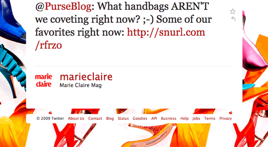 Marie Claire Handbags Twitter