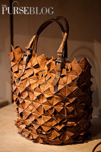 Bottega Veneta Cigar Origami Plume Leather Tejus Bag - $8,500