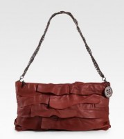 BCBGMAXAZRIA Ruffled Leather Clutch