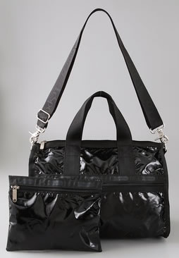 LeSportsac Black Patent Small Weekender