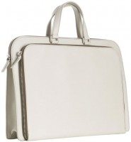 Prada Ivory Saffiano Bi-Fold Zip Briefcase 
