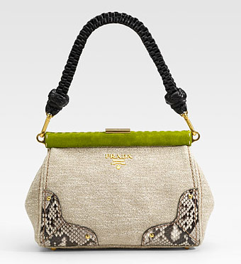 Prada Bags 2011 Collection. Prada Paglia Twist Straw Shoulder Bag, $1950 via Saks. Prada Lino Twist Frame Shoulder Bag, $1895 via Saks.