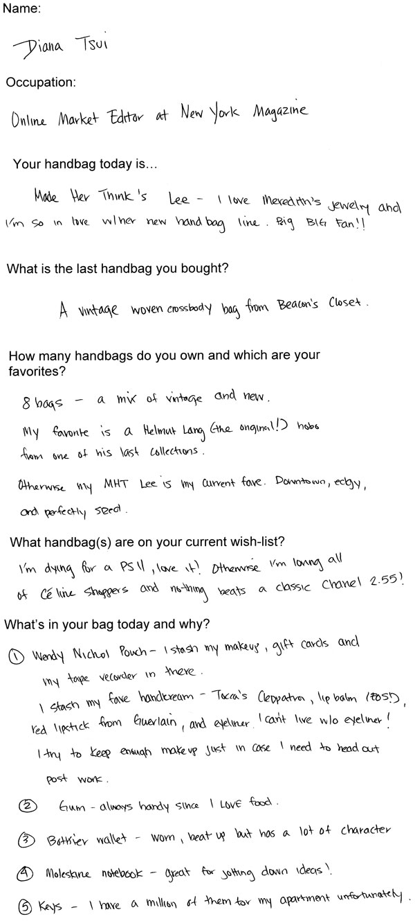 What's In Her Bag: Diana Tsui WIHB Diana Tsui