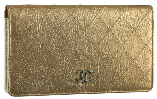 Chanel Gold and Pink Aged Leather Wallet