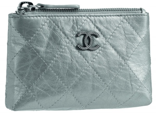 Chanel Silver Leather Key Holder