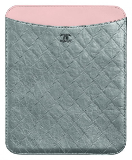 Chanel Silver and Pink iPad Holder