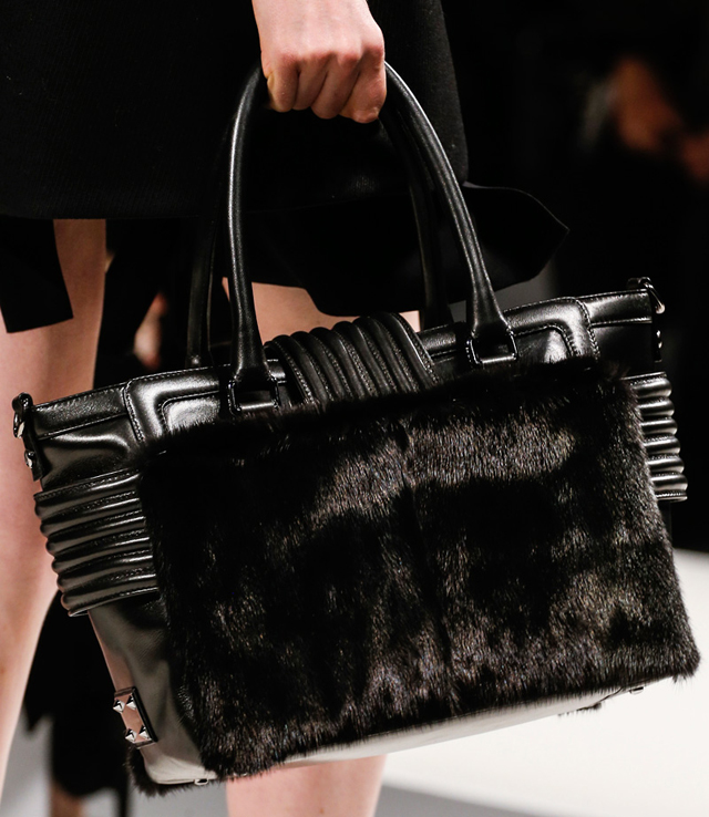 Blumarine Fall 2013 Black Fur Tote