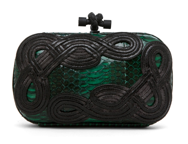 Bottega Veneta Knot Snakeskin Passamaneria Clutch