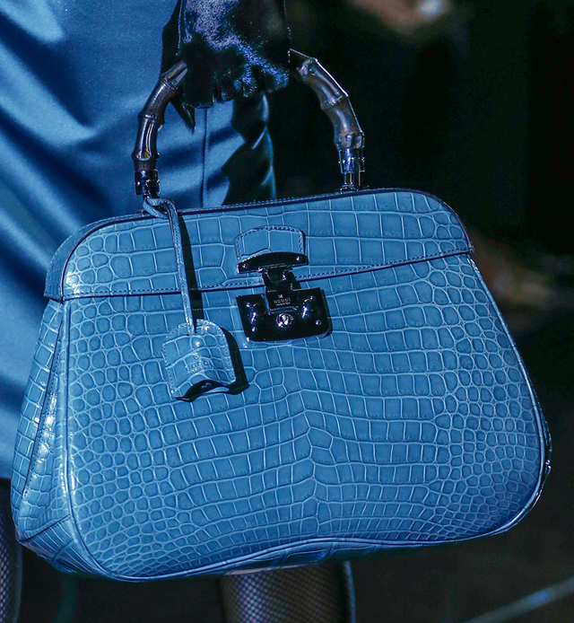 Gucci Fall 2013 Blue Crocodile Bamboo Top Handle Bag