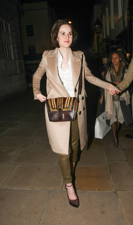 Michelle Dockery carries Burberry in London PurseBlog