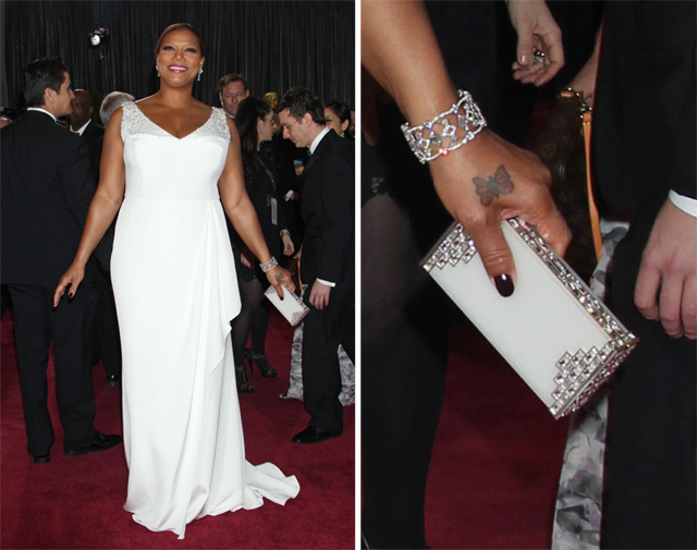 Queen Latifah carries a Judith Leiber Clutch at the 2013 Academy Awards