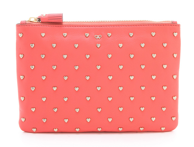 Anya Hindmarch Studded Heart Zip Clutch