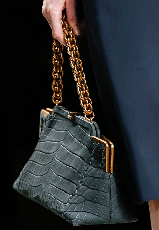 Bottega Veneta Crocodile Frame Bag with Chain Strap