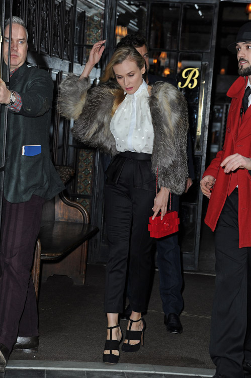 Diane Kruger carries a red Chanel Lego Clutch while leaving her NYC hotel (4)