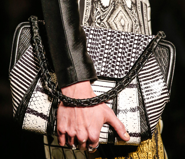 Etro Leather-Woven Chain Strap Bag