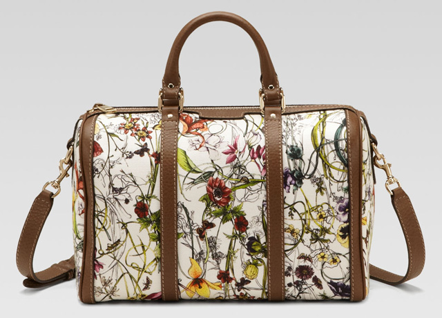 Gucci Vintage Web Floral Canvas Boston Bag
