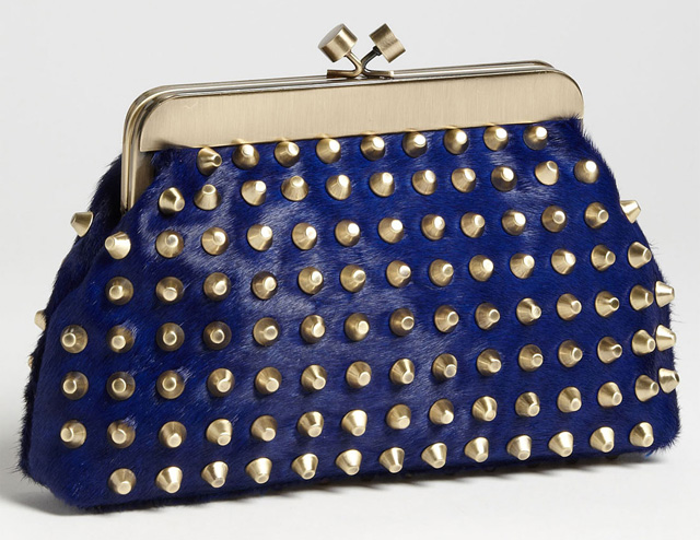 House of Harlow 1960 Tilly Haircalf Studded Clutch