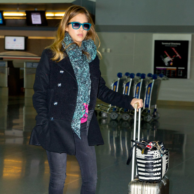 Jessica Alba carries a Christian Louboutin Farida Snakeskin Shopping Tote at JFK Airport in NYC (4)