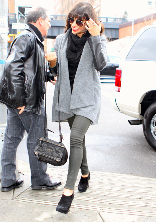 Lea Michelle carries a black Givenchy Mini Pandora Bag in NYC (3)