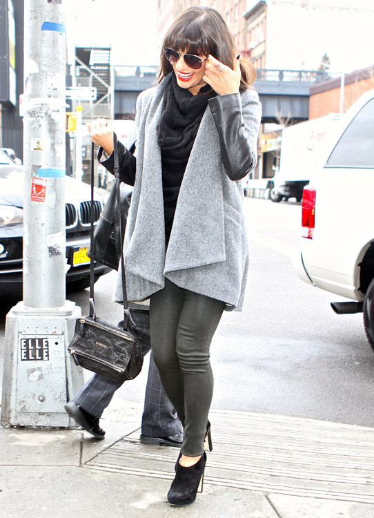 Lea Michelle carries a black Givenchy Mini Pandora Bag in NYC (2)