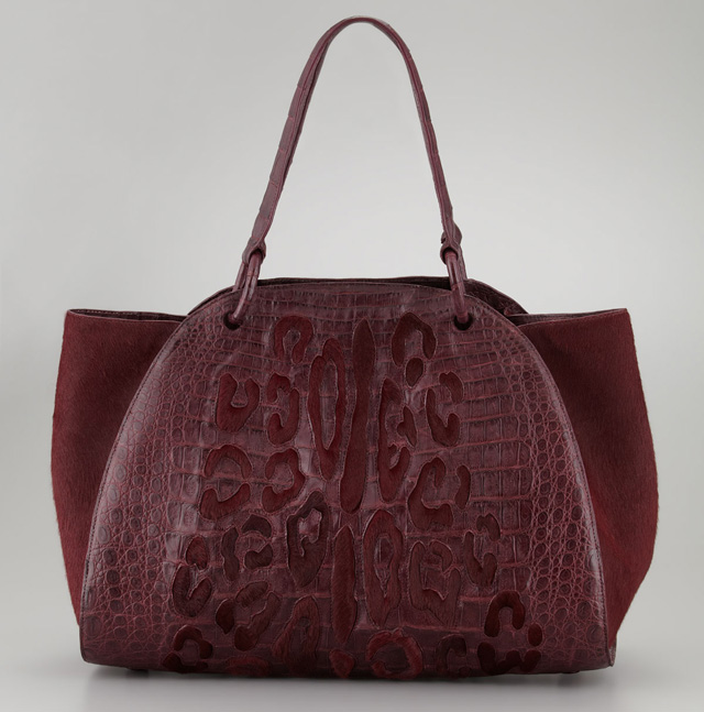 Nancy Gonzalez Calf Hair Spotted Crocodile Bag