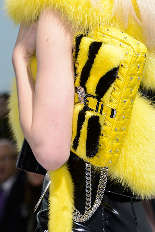 Versace Chain Strap Fur Shoulder Bag