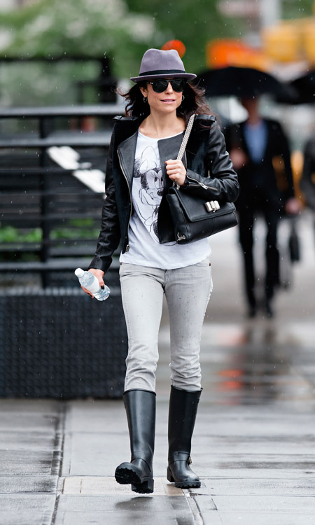 Bethenny Frankel carries a black leather Christian Louboutin Sweet Charity Shoulder Bag in NYC (3)