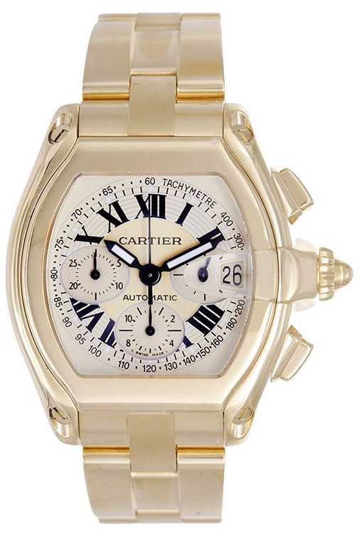 Cartier Roadster Chronograph 18k Yellow Gold Men's Automatic Watch