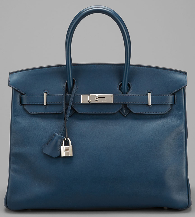 Hermes Blue Swift Chamonix Leather 35cm Birkin Bag