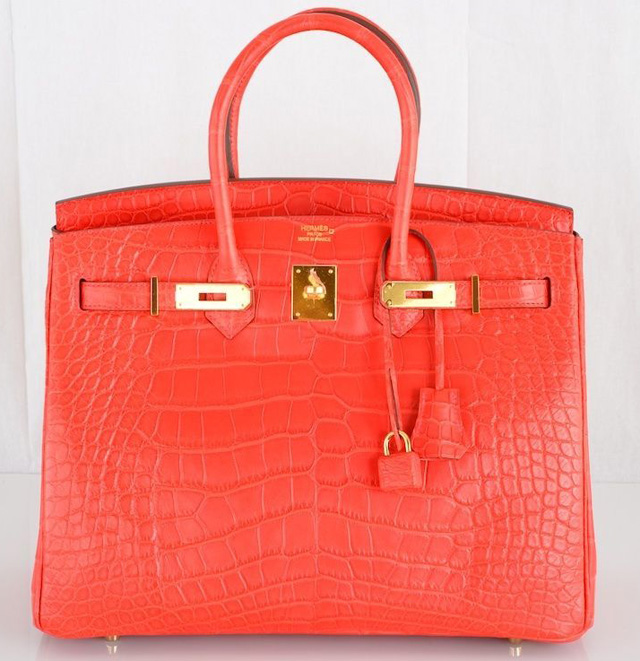 Hermes Red Geranium Matte Alligator 35cm Birkin Bag