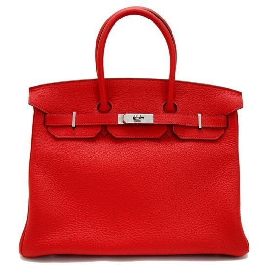Hermes Rouge Casaque Taurillion Clemence 35cm Birkin Bag