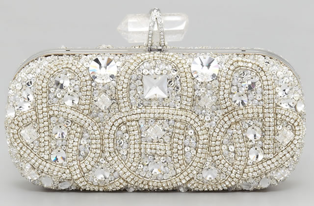 Marchesa Lily Medium Embroidered Stone Box Clutch