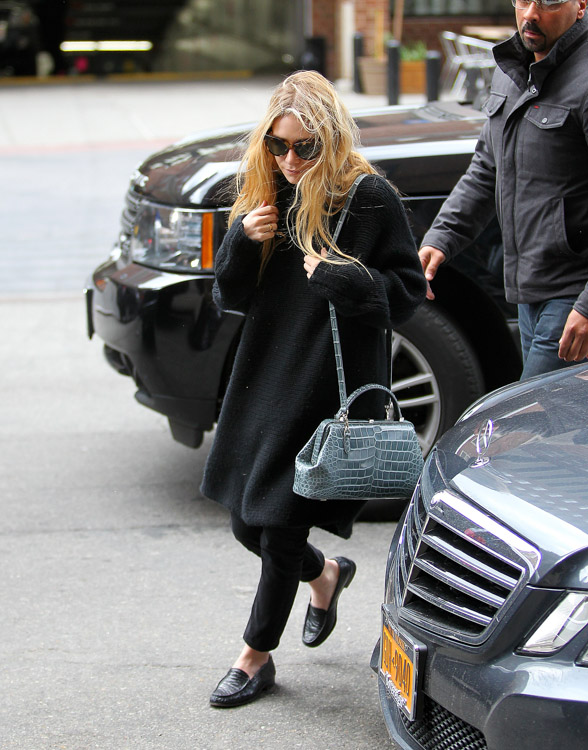 Mary-Kate Olsen carries a The Row Alligator Mini Doctor Bag in NYC (1)