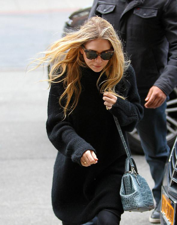 Mary-Kate Olsen carries a The Row Alligator Mini Doctor Bag in NYC (2)