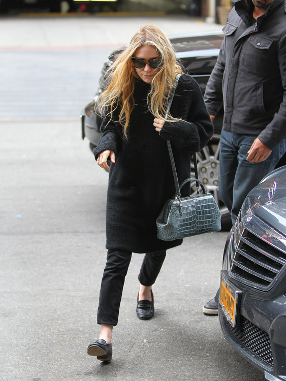 Mary-Kate Olsen carries a The Row Alligator Mini Doctor Bag in NYC (4)