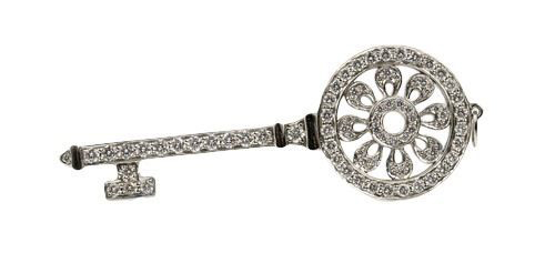 Tiffany and Co Platinum and 1.18ctw Diamond Estate Petals Key Pendant