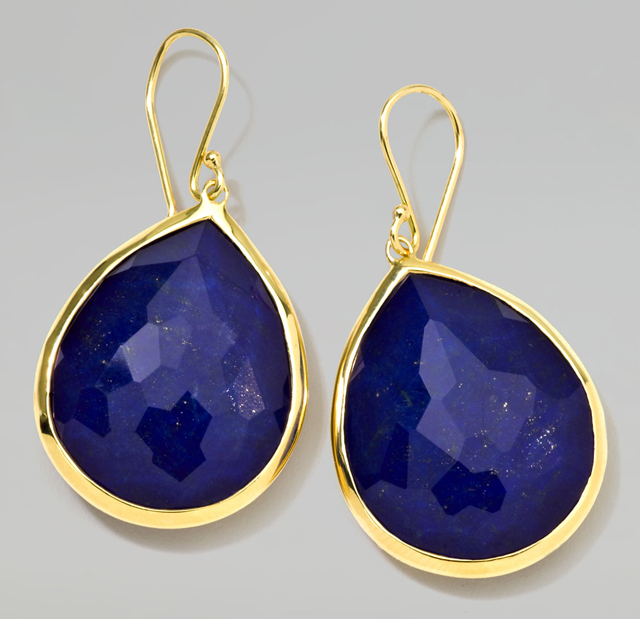 Ippolita 18k Gold Rock Candy Large Lapis Teardrop Earrings