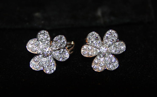 Van Cleef and Arpels Pave Diamond Earrings