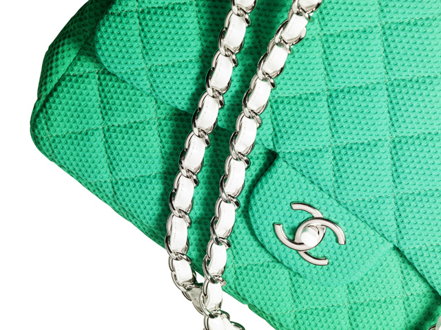 Chanel Green Flap Bag Closeup