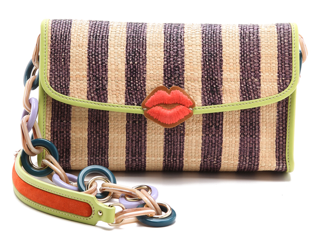 M Missoni Raffia Stripe Shoulder Bag